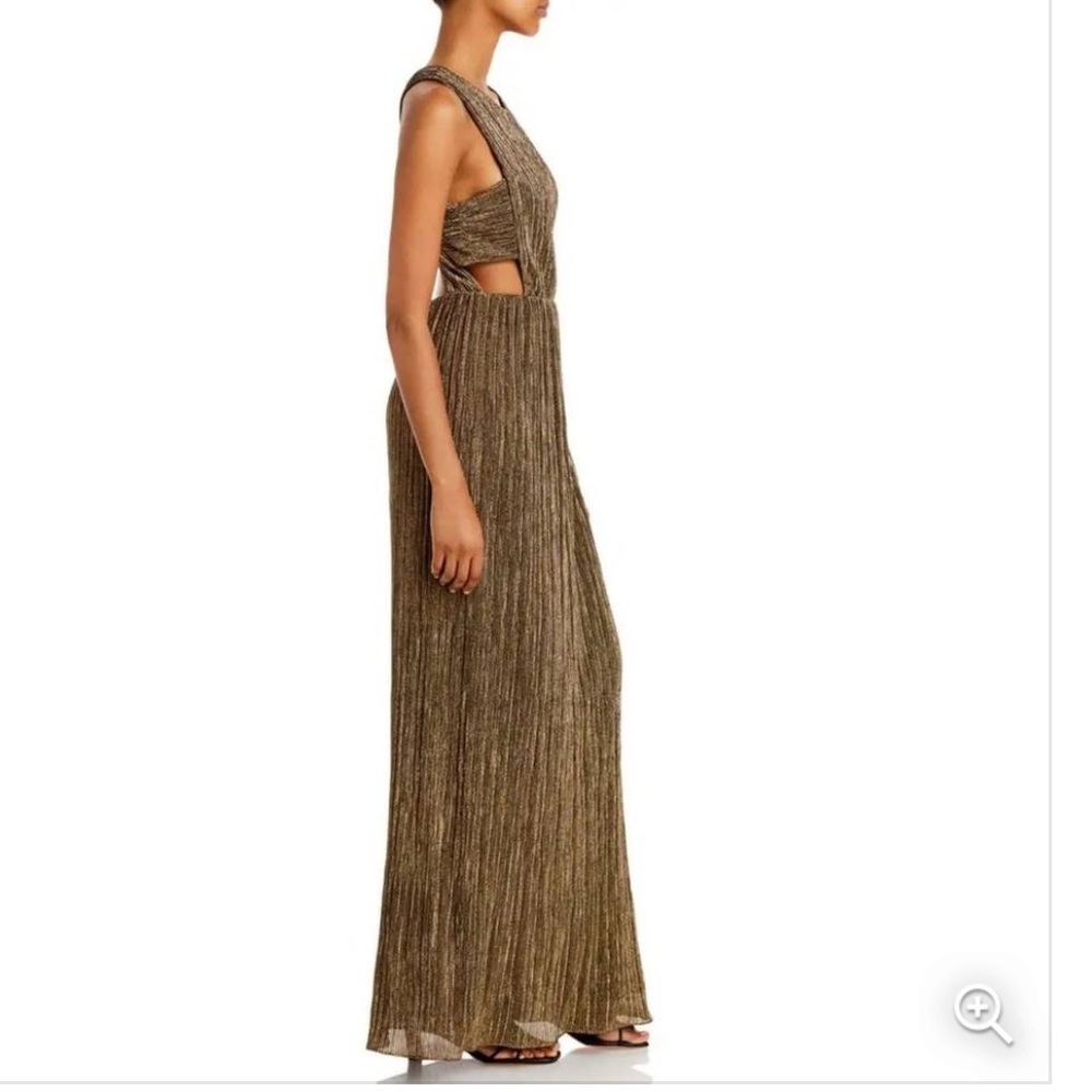 BCBGMAXAZRIA Pleated Metallic Evening Gown - Dress Size Large